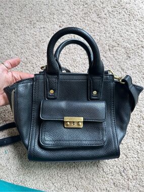 3.1 Phillip Lim Black Leather Mini Pashli Satchel with Gold Hardware
